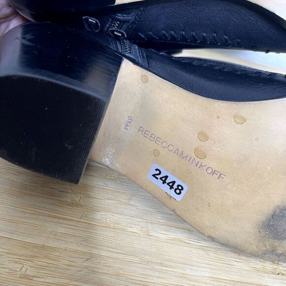 Rebecca Minkoff Boots Size 6.5 Black Leather Western Topstitch Zip Ankle Booties - Picture 11 of 13